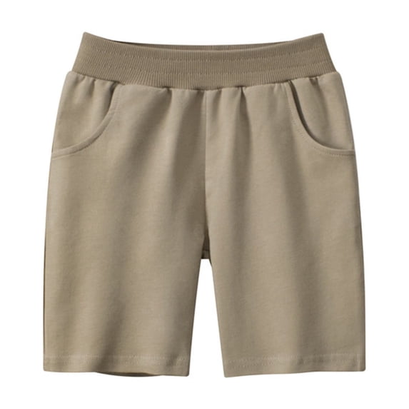 AJTQTH Shorts for Kids Elastic Band Solid Color Cotton Straight Short Pants Girls Boys Unisex Summer Casual Breathable Sport Shorts Beach Trunks Khaki 8 Years