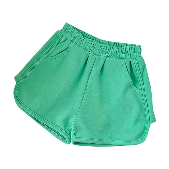AJTQTH Shorts for Toddler Kids Elastic-Waisted Solid Color Running Pants with Pockets Boys Girls Cotton Summer Sport Casual Short Pants Green 5 Years