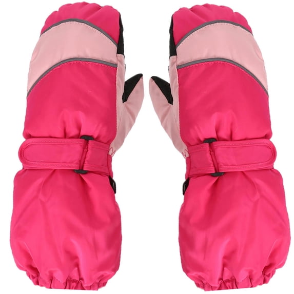 AJTQTH Skiing Gloves for Kids Girls Boys Unisex Thick Warm Mitterns Colorblocked Adjustable Gloves Waterproof Windproof Winter Snow Gloves Hot Pink Free Size