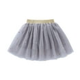 thumbnail image 1 of AJTQTH Skirt for Girls Summer Elastic-Waisted Solid Color Mesh Short Skirts Layered Lightweight Stars Sequins Glitter Stylish Mini Skirt for Street Party Gray 2-3Years, 1 of 7