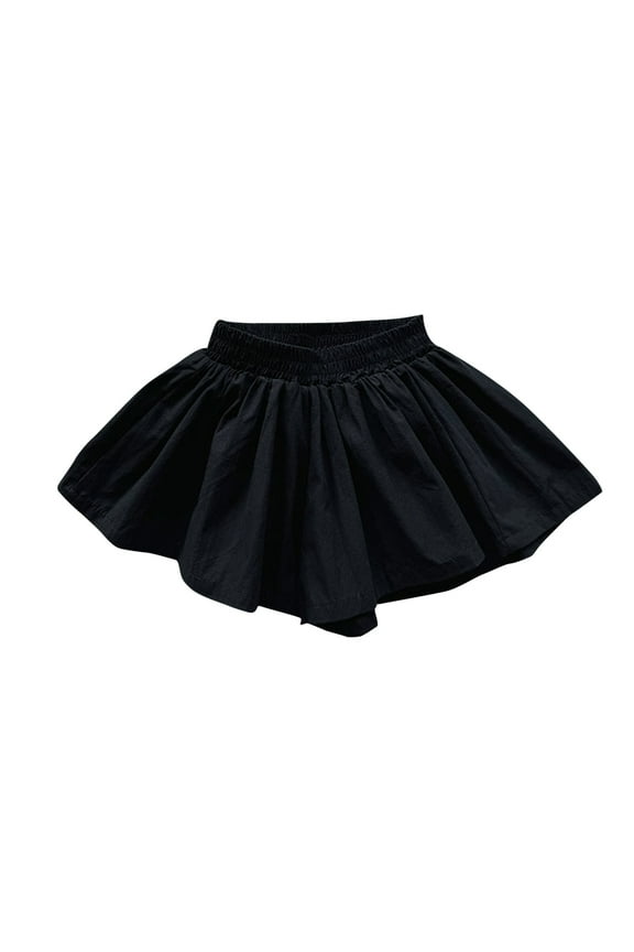 Skirts for Girls Toddler Kids Summer Cotton Casual Solid Color Elastic-Waisted Culottes Summer Cute Loose Fit Comfy Outfits Black 3 Years