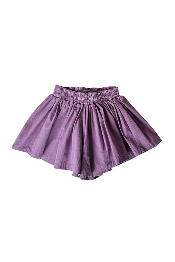 Skirts for Girls Toddler Kids Summer Cotton Casual Solid Color Elastic-Waisted Culottes Summer Cute Loose Fit Comfy Outfits Purple 6 Years