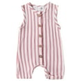 thumbnail image 1 of AJTQTH Sleeveless Rompers for Girls Boys Baby Unisex Cotton Comfy Jumpsuit Striped Button Closure Playsuit Summer Casual Comfy Crewneck Onesie for Home Sleep Clothes Pink 3 Months, 1 of 7
