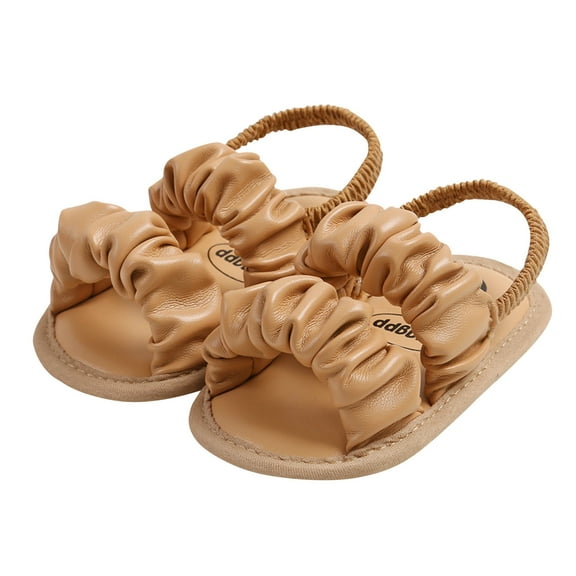 AJTQTH Slippers for Toddler Faux Leather Comfortable Dual straped Ankle Beach Sandals Thick Soft Sole Summer Casual Lightweight Water Shoes Brown 3 Months