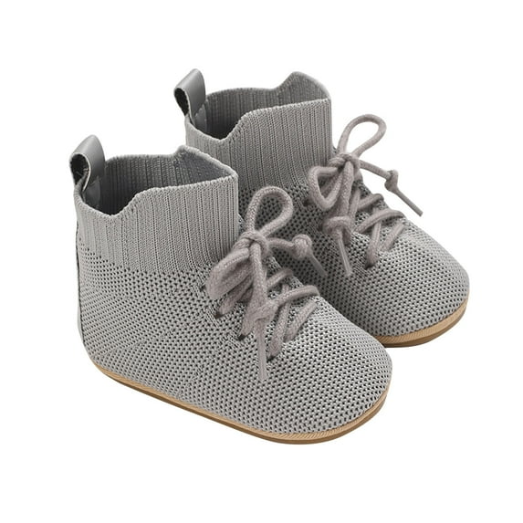 AJTQTH Sneakers for Girls Boys Unisex High-Toped Strappy Walking Shoes Breathable Solid Shoes Soft Soled Flat Shoes for Prewalkers Summer and Fall Casual Shoes Gray 0 Months