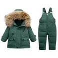 thumbnail image 1 of AJTQTH Snow Suits for Girls Boys Windproof Waterproof Hooded Ski Jakcets+Solid Color Snow Bib Toddler Kids Two-Piece Winter Hiking Skiing Set Green 4-5 Years, 1 of 3