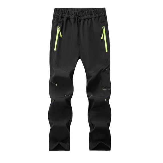 AJTQTH Snowpants for Kids Boys Girls Elastic-Waisted Colorblocked Warm Outdoor Pants Windproof Waterproof Hiking Skiting Pants Nylon Thick Pants with Pockets Black 15 Years