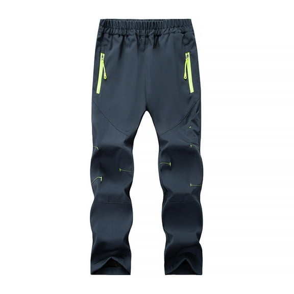 AJTQTH Snowpants for Kids Boys Girls Elastic-Waisted Colorblocked Warm Outdoor Pants Windproof Waterproof Hiking Skiting Pants Nylon Thick Pants with Pockets Navy 5 Years