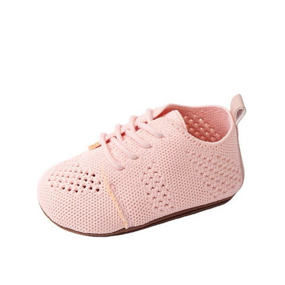 AJTQTH Soft Soled Sneakers for Toddler Baby Girls Boys Unisex Cloth Breathable Shoes Flat Laced Up Anti-Slip Shoes Comfortable Fit Sport Running Walking Shoes Pink 3-5 Months