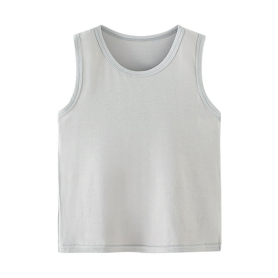 AJTQTH Solid Tank Tops for Kids Sleeveless Round Neck Tees Tshirts Girls Boys Unisex Summer Loose Fit Lightweight Soft Clothes for Workout Travel Sport Gray 9-10 Years