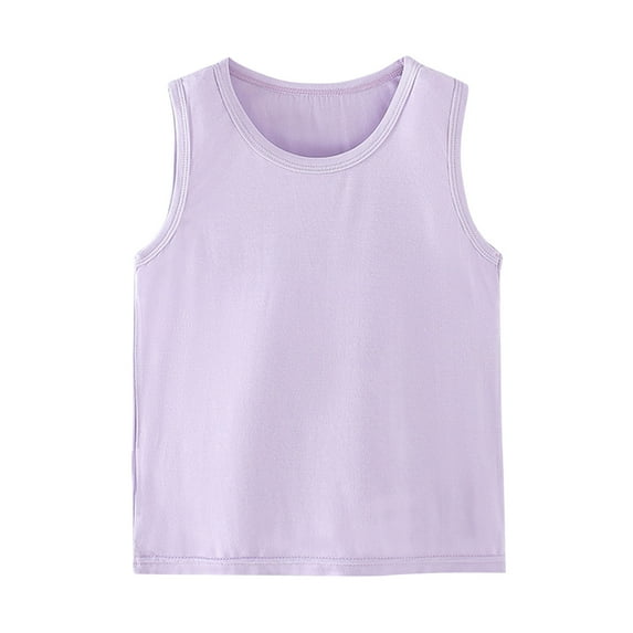 AJTQTH Solid Tank Tops for Kids Sleeveless Round Neck Tees Tshirts Girls Boys Unisex Summer Loose Fit Lightweight Soft Clothes for Workout Travel Sport Purple 3-4 Years
