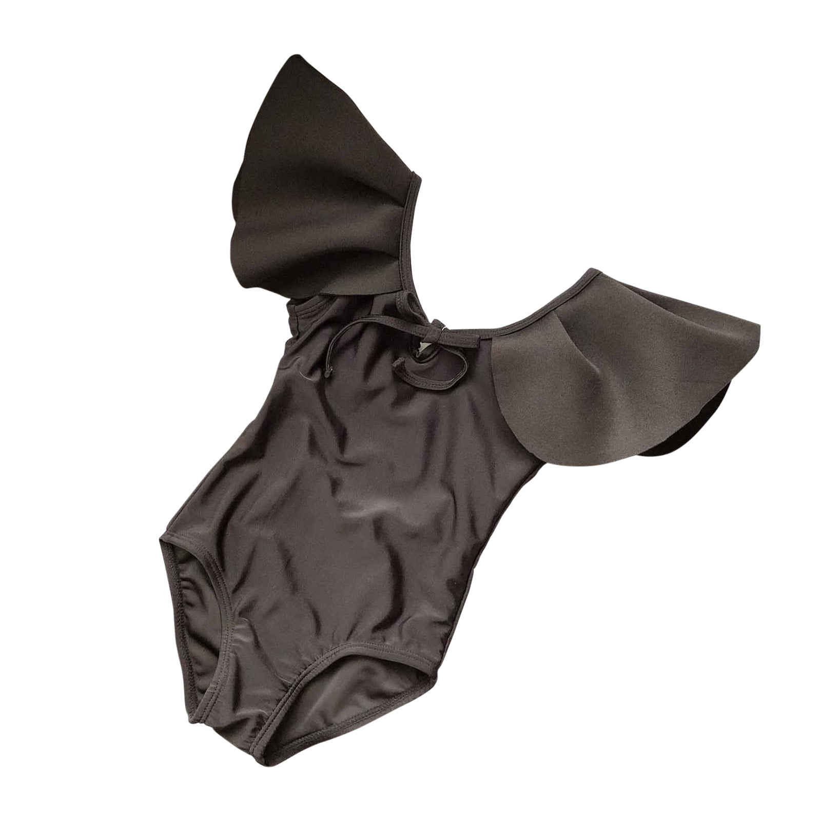 AJTQTH Solide Swimsuit for Toddler Girls Flutter Sleeve Scoop Neck One ...