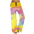 thumbnail image 1 of AJTQTH Straight-leg Pants for Women Stylish Tie-Dye Drawstring Trousers Flared Loose Casual Long Pants with Pockets Yellow S, 1 of 5