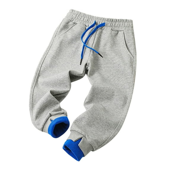 AJTQTH Stylish Kids Sweatpants Drawstring Colorful Laces Cotton Long Pants Color BlocK Tapel Joggers Sport Pants Warm Thick Winter and Fall Pants Outfits Gray 2-3 Years