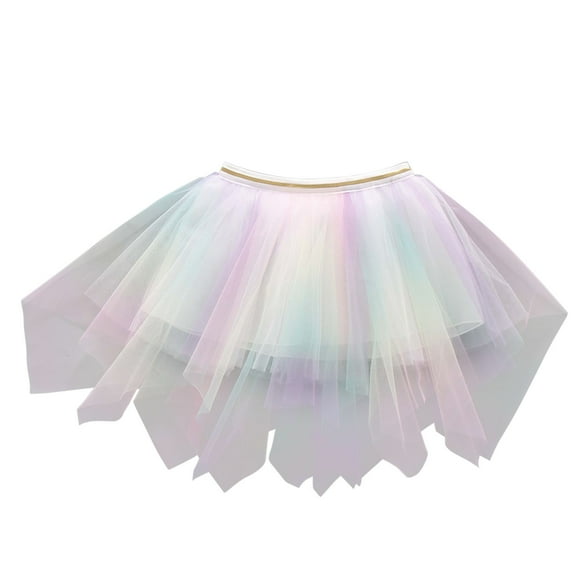 AJTQTH Stylish Shrot Skirt for Girls Disco Colorful Ombre Metallic Skirts Mesh Layered Princess Skirts Mini Skirts Summer Fashion Trendy Clothes for Party Green 14-15 Years