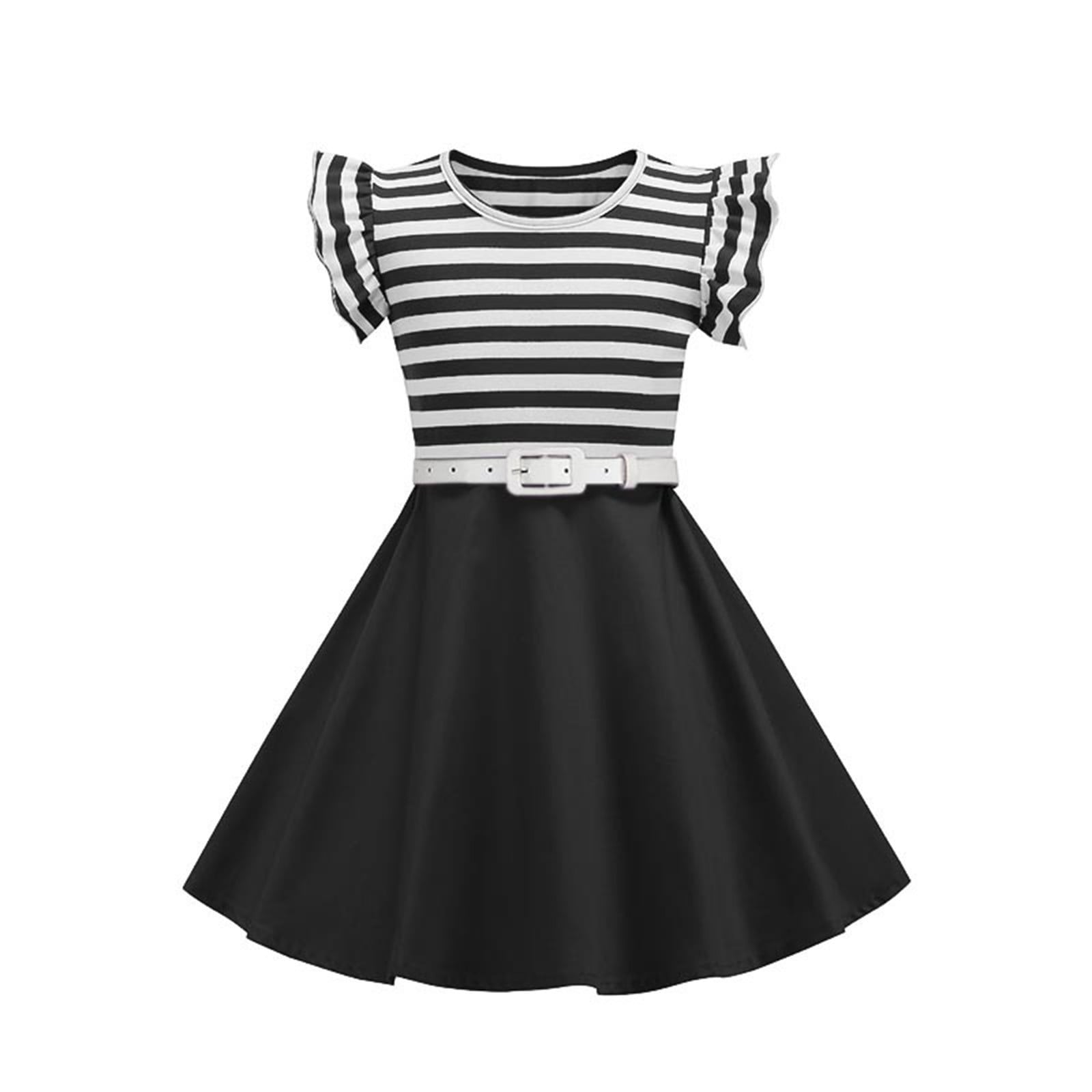 AJTQTH Stylish Sundress for Girls Crewneck Flutter Sleeve Tunic Gowns ...
