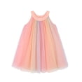 thumbnail image 1 of AJTQTH Stylish Sundress for Girls Cute Metallic Colorful Crewneck Sleeveless Sweet Dress Mesh Flowy Layered Mixi Dress Summer Comfy Casual Gowns Frocks Pink#01 5Y, 1 of 3