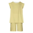 thumbnail image 1 of AJTQTH Summer 2PC Set for Girls Round Neck Flutter Sleeve Tshirts Solid Color Tees Tops+Elastic-Waisted Shorts with Pockets Loose Fit Cozy Outfits Yellow 8-9 Years, 1 of 1