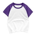 thumbnail image 1 of AJTQTH Summer Casual Tshirt for Boys Girl Kids Unisex Colorblocked Short Sleeve Crewneck Top Tees Cotton Relaxed Fit Comfy Clothes Outfits Blouses Shirts Purple 3 Years, 1 of 3