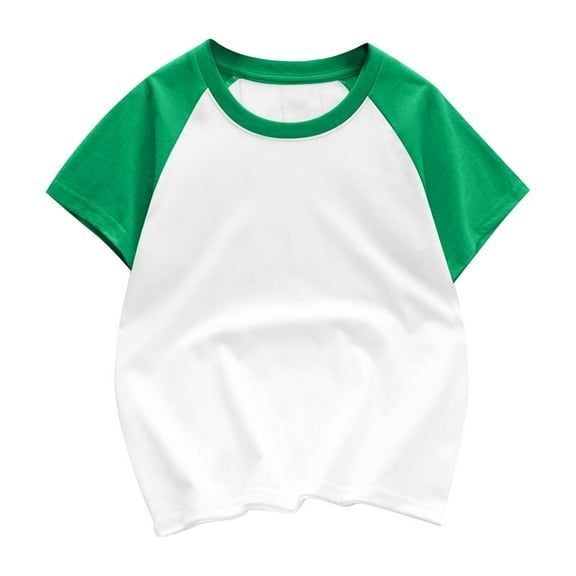 AJTQTH Summer Casual Tshirt for Boys Girl Kids Unisex Colorblocked Short Sleeve Crewneck Top Tees Cotton Relaxed Fit Comfy Clothes Outfits Blouses Shirts Green 10 Years
