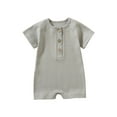 thumbnail image 1 of AJTQTH Summer Cotton Rib-Knitted Romper for Baby Infant Unisex Solid Crewneck Short-Sleeved Clothes Outfits Comfy Lightweight Jumpsuit Playsuit Bodysuit Onesie Gray 12-18 Months, 1 of 4