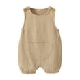 thumbnail image 1 of AJTQTH Summer Loose Boys Girls One-Piece Romper Toddler for Baby Sleeveless Crewneck Tank Top Bib Short Pants Solid Color jumpsuit for Newborn Casual Homewear Khaki 9-12months, 1 of 3