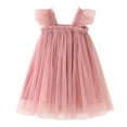 thumbnail image 1 of AJTQTH Summer Mesh Sundress for Toddler Baby Girls Cute Summer Solid Color Flying Sleeve Square Neck High Rise Princess Dress Flowy Layered Midi Dress Pink 18-24Months, 1 of 4