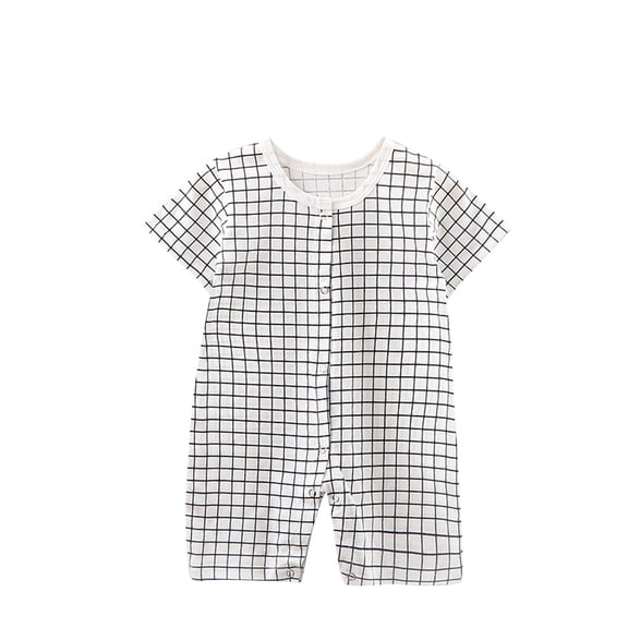 AJTQTH Summer Rompers for Baby Newborn Round Neck Short-Sleeved Jumpsuit Cute Cartoon Printed Bodysuit Short One-Piece Playsuit Button Closure Onesie Cotton Homewear White#02 0 Months