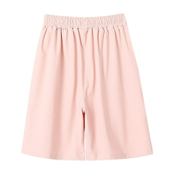AJTQTH Summer Shorts for Boys Kids Teens Elastic-Waisted Stylish Solid Color Ice Silk Straight-Leg Shorts with Pockets Quick Dry Pants for Sports Casual Pink 6 Years