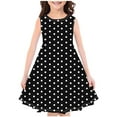 thumbnail image 1 of AJTQTH Sundress for Girls Crewneck Sleeveless Tunic Flowy Midi Dress Cute Polka Dots Printed Gowns Stylish Frocks for Party School Summer Casual Black 4 Years, 1 of 3
