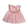 thumbnail image 1 of AJTQTH Sundress for Girls Cute Solid Color Ruffled Round Neck Sleeveless Gowns Mesh Layered Frocks Princess Dress with 3D Cartoon Appliques Pink 2 Years, 1 of 4