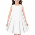 thumbnail image 1 of AJTQTH Sundress for Girls Cute Solid Color Tunic Slim Fit Flowy Midi DressCrewneck Sleeveless Gowns Stylish Frocks for Party School Summer Casual White 4 Years, 1 of 3
