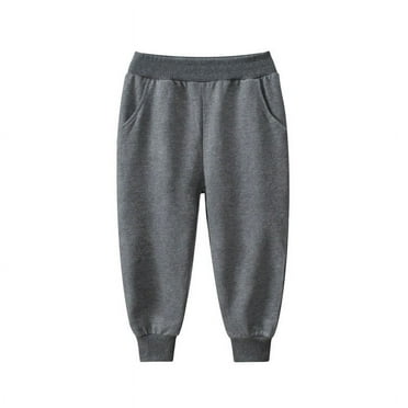 AJTQTH Sweat Pants for Boys Kids Toddler Elastic-Waisted Tapel Joggers Solid Color Cotton Comfy Sport Pants Breathable Lightweight Casual Pants Dark Gray 1-2 Years