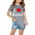 thumbnail image 1 of AJTQTH T-shirt for Girls Boys Cute I Love Mama Print Mother's Day Gift Summer Cozy Relaxed Fit Tees Short-Sleeved Round Neck Tops Shirts Blouse Holiday Clothes Outfits Gray 3 Years, 1 of 3