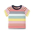 thumbnail image 1 of AJTQTH T-shirt for Kids Cute Colorful Stripes Clothes Outfits Girl Boy Unisex Cotton Summer Loose Lightweight Short Sleeve Round Neck Tees Tops for Daily School Party Red 4 Years, 1 of 4