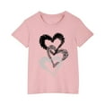 thumbnail image 1 of AJTQTH T-shirts for Kids Girls Boys Loves Print Tees Comfy Cotton Clothes Cute Short Sleeve Crewneck Tops Shirts Blouses for Summer Lightweight Clothes Pink 4 Years, 1 of 5