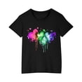 thumbnail image 1 of AJTQTH T-shirts for Kids Girls Boys Summer Comfy Cotton Clothes Short Sleeve Tops Round Neck Tees Love Print Cute Shirts Blouses Black 4 Years, 1 of 5
