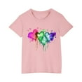 thumbnail image 1 of AJTQTH T-shirts for Kids Girls Boys Summer Comfy Cotton Clothes Short Sleeve Tops Round Neck Tees Love Print Cute Shirts Blouses Pink 4 Years, 1 of 5