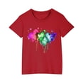 thumbnail image 1 of AJTQTH T-shirts for Kids Girls Boys Summer Comfy Cotton Clothes Short Sleeve Tops Round Neck Tees Love Print Cute Shirts Blouses Red 5 Years, 1 of 5