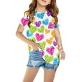 thumbnail image 1 of AJTQTH Tees for Girls Boys Summer Casual Relaxed Fit Clothes Round Neck Short Sleeve Outfits Kids Casual Tshirts Tops Blouses Shirts Multicolor#03 13 Years, 1 of 5