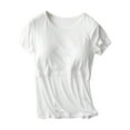 thumbnail image 1 of AJTQTH Tees for Women Breastfeeding Tshirts Stylish Crewneck Ruffles Short-Sleeved Tops Removable Pads Comfy Lightweight Maternity Blouses for Summer Casual White XXXL, 1 of 3