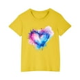 thumbnail image 1 of AJTQTH Tie-Dye Tees for Kids Girls Boys Summer Comfy Cotton Clothes Cute Colorful Love Pattern Tshirts Short Sleeve Tops Round Neck Shirts Blouses Yellow 5 Years, 1 of 5