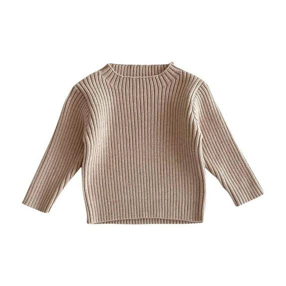 AJTQTH Toddler Baby Girl Boys Sweater Round Neck Long Sleeve Candy Color Twist Cable Knitted Pullover Tops Autumn Winter Sweatshirt Beige 5-6 Years