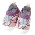 thumbnail image 1 of AJTQTH Toddler Baby Knitted Mesh Indoor Floor Sneakers Non-slip Breathable Sweat Walking Shoes Slip On Soft Soled Shoes for Infant First Walkers Purple 13, 1 of 5