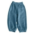 thumbnail image 1 of AJTQTH Toddler Kids Joggers Cotton Linen Solid Color Harem Sweatpants Elastic Waistband Summer Casual Breathable Lightweight Pants Blue 6-7 Years, 1 of 5