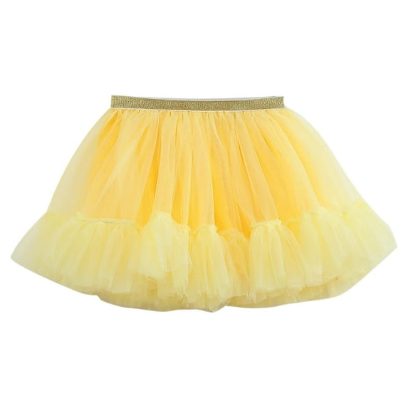 AJTQTH Toddler Kids Skirts Girls Skirts Cute Multicolour Mesh Princess Skirts Metallic Glitter Skirts Color Block Layered Ruffles Short Skirts Yellow 2 Years