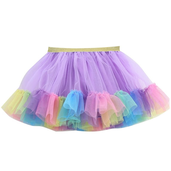 AJTQTH Toddler Kids Skirts Girls Skirts Cute Multicolour Mesh Princess Skirts Metallic Glitter Skirts Color Block Layered Ruffles Short Skirts Multicolor 4 Years