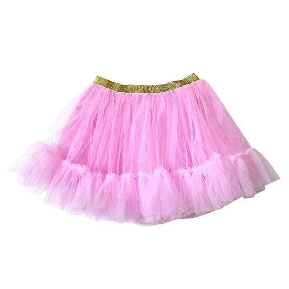 AJTQTH Toddler Kids Skirts Girls Skirts Cute Multicolour Mesh Princess Skirts Metallic Glitter Skirts Color Block Layered Ruffles Short Skirts Pink 4 Years