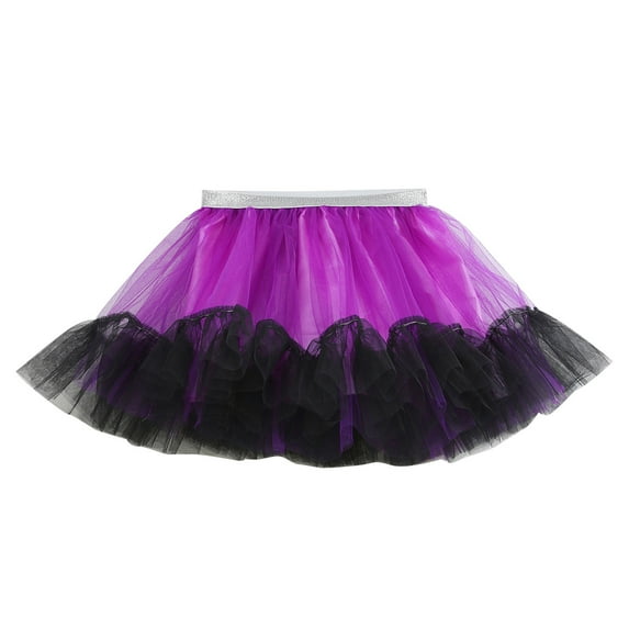 AJTQTH Toddler Kids Skirts Girls Skirts Cute Multicolour Mesh Princess Skirts Metallic Glitter Skirts Color Block Layered Ruffles Short Skirts Purple 4 Years