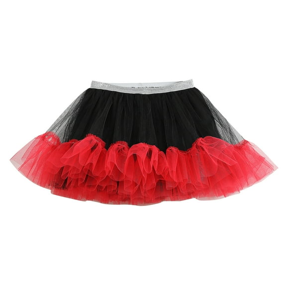 AJTQTH Toddler Kids Skirts Girls Skirts Cute Multicolour Mesh Princess Skirts Metallic Glitter Skirts Color Block Layered Ruffles Short Skirts Red 4 Years
